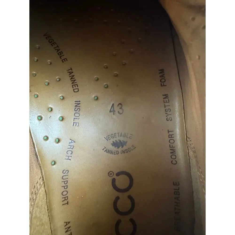 ECCO Seawalker Mens EU 43 US 9.5-10 Black Leather Moc Toe Oxford Walking Shoes